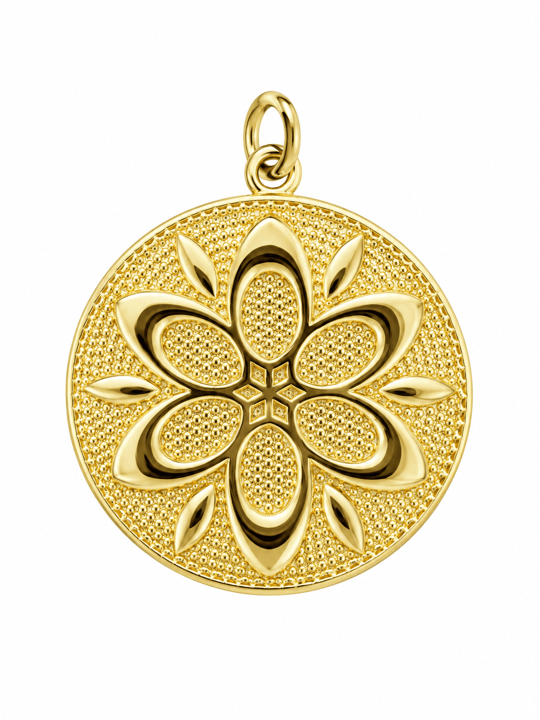 Floral Coin Gold Pendant Floral Coin Gold Pendant Pendant Bar