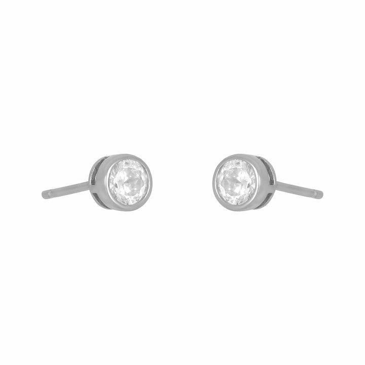 Fyb Marisol Bezel  4mm  Stud Earrings Marisol Bezel 4mm CZ Stud Earrings | Gold Silver Earrings