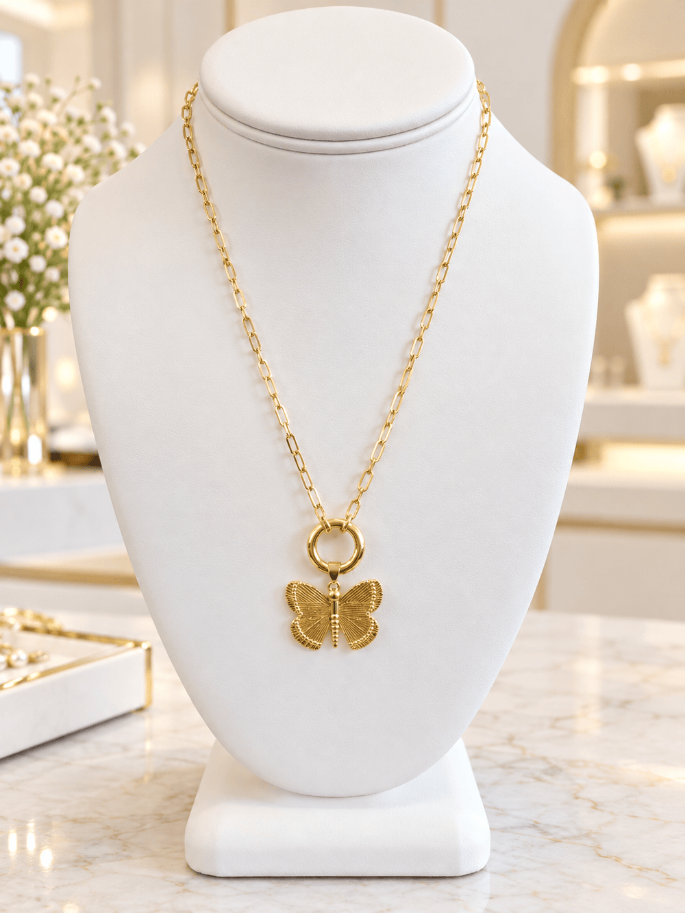 Mariposa Gold Butterfly Pendant 18kt Gold-Plated Butterfly Statement Pendant | The Red Owl Pendant Bar