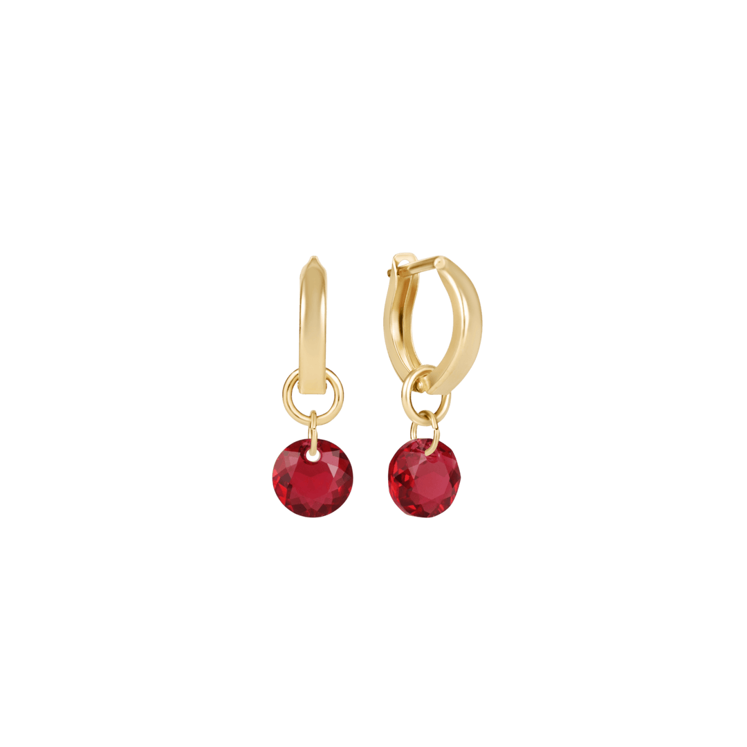 Enewton Reflections Ruby Red Crystal Birthstone Huggie Earrings – 14kt Gold Filled