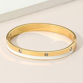 Enamel Pavé Hinged Gold Bangle