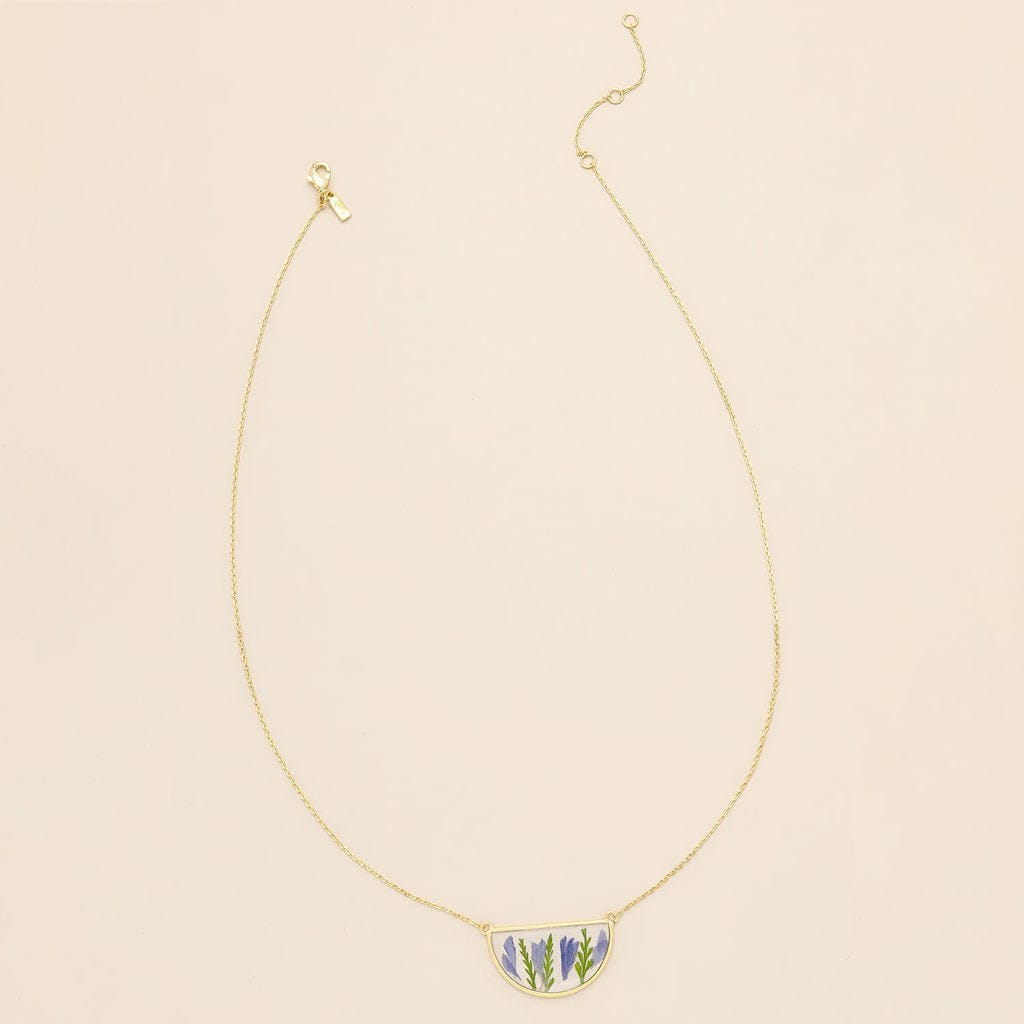 Scout Curated Wears Pressed Purple Cornflower Flower Necklace