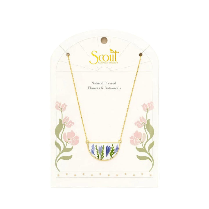 Scout Curated Wears Pressed Purple Cornflower Flower Necklace