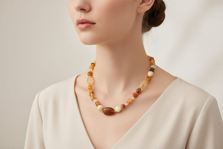 Amber Glow Beaded Necklace