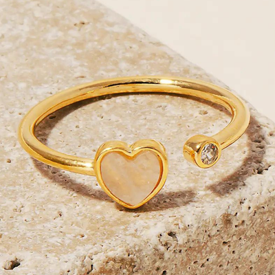 Gemstone Heart & Stud Ring