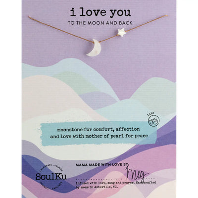 Soulku I Love You to the Moon and Back Moonstone Necklace