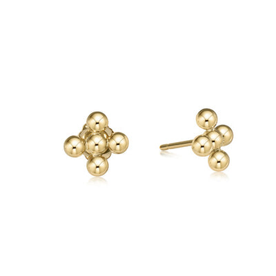 Enewton Classic Beaded Signature Cross  Stud - 3mm Bead Gold