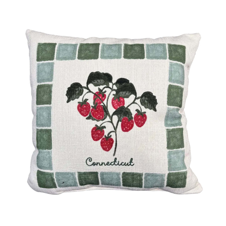 Strawberries Connecticut Green Frame Pillow