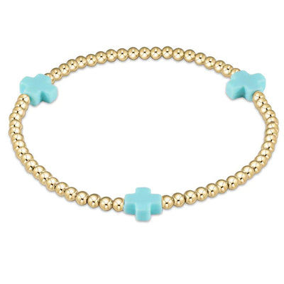 Enewton Signature Cross 3mm Turquoise Gold Bracelet