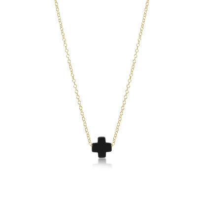 Enewton Signature Small Gold Cross Necklace Onyx