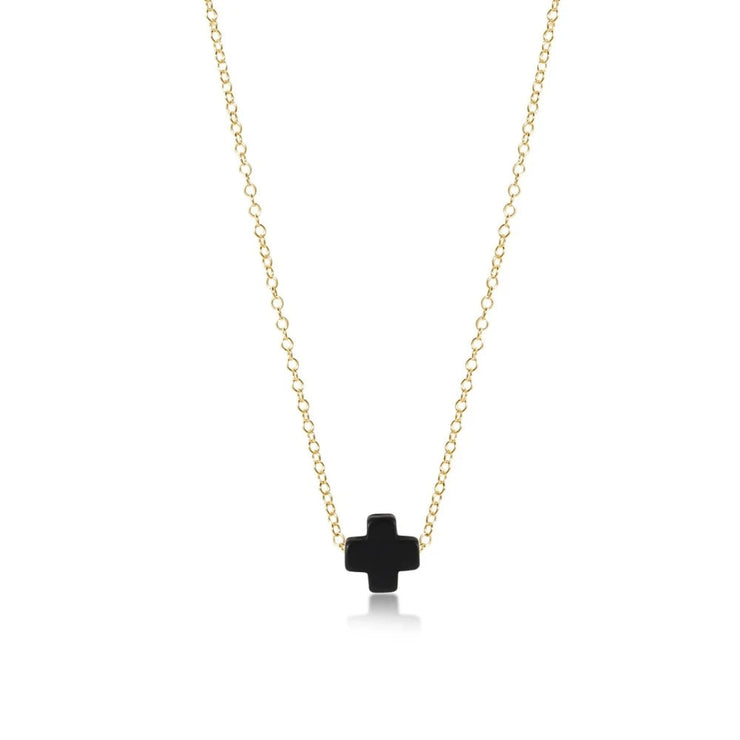 Enewton Signature Small Gold Cross Necklace Onyx