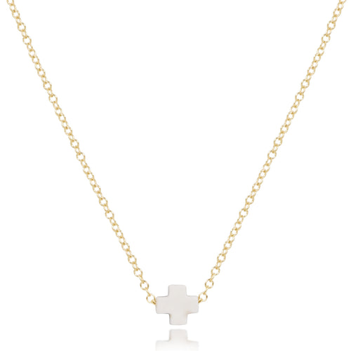 Enewton Signature Small Gold Cross Necklace Off-white