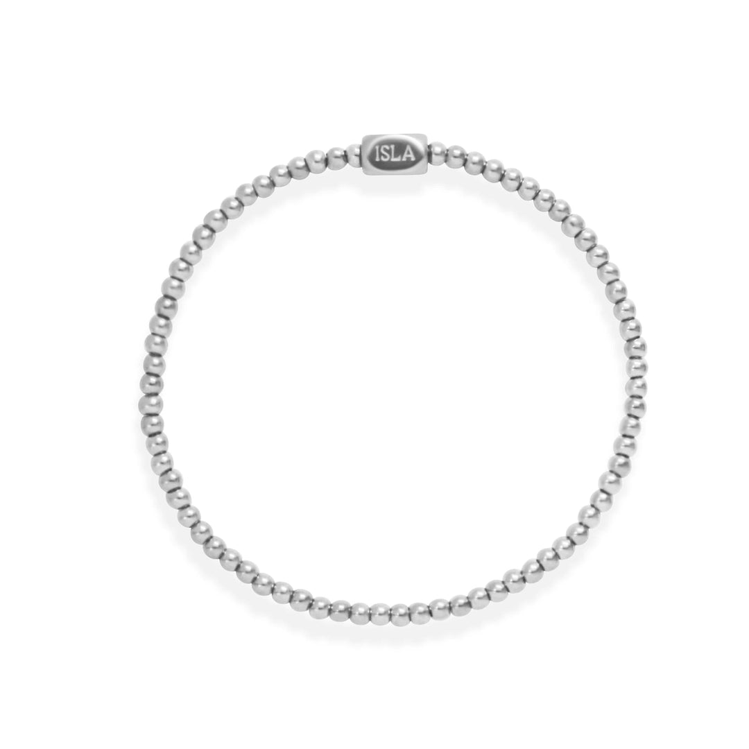 Isla 24/7 Plain 3mm Ball Silver Waterproof Stretch Bracelet