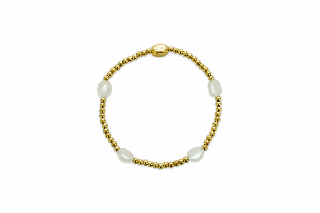 Isla Waterproof Here &amp; There Pearl Gold Bracelet