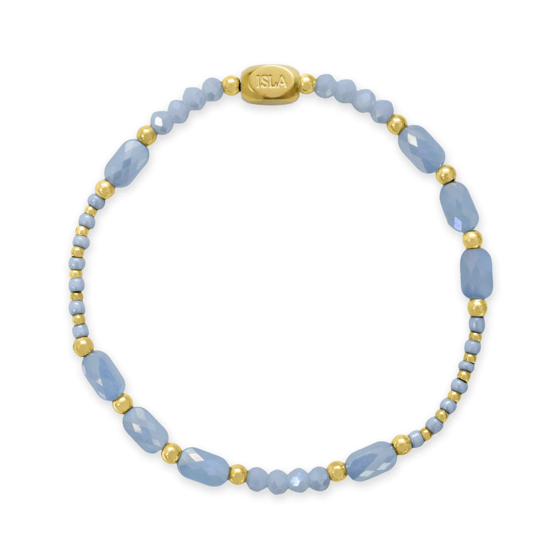 Isla Coastal Crystals Big Sur Waterproof Stretch Bracelet – Blue Crystal &amp; Gold