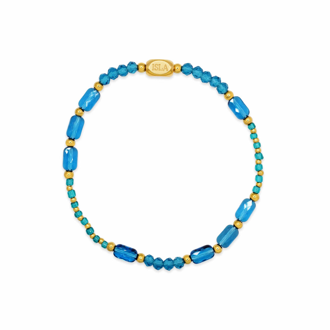Isla Coastal Crystals Big Sur Waterproof Stretch Bracelet – Turks Caicos &amp; Gold