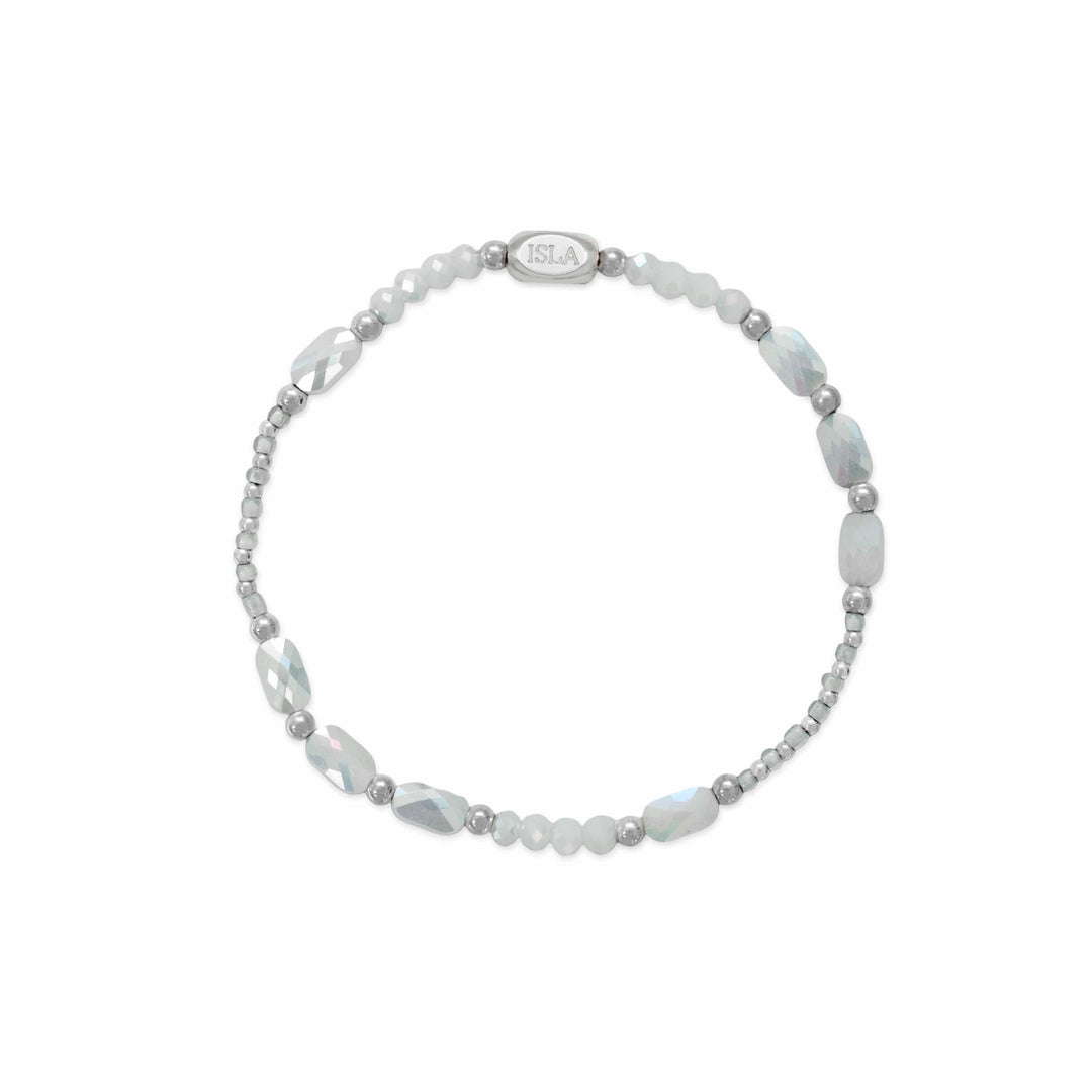 Isla Coastal Crystals Big Sur Waterproof Stretch Bracelet – White Cap Crystal &amp; Silver