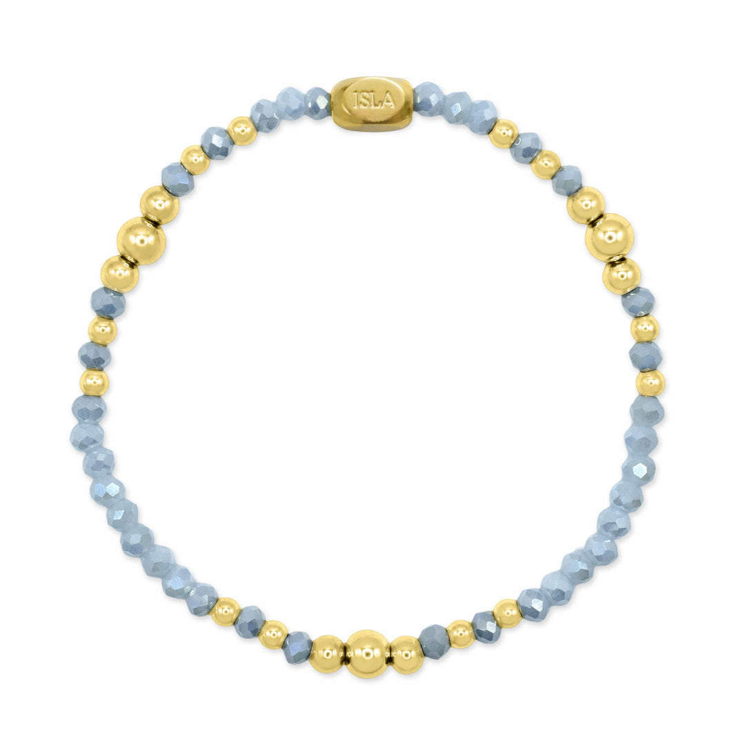 Isla Coastal Crystals Amalfi Stretch Bracelet – Blue Crystal &amp; Gold, Waterproof, Tarnish-Free