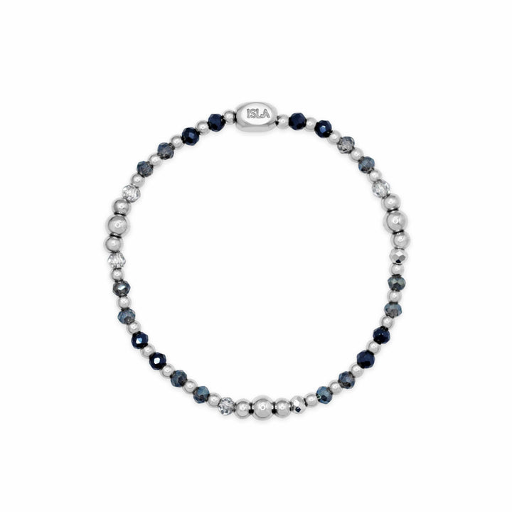 Isla Coastal Crystals Amalfi Stretch Bracelet - Stormy Seas &amp; Silver