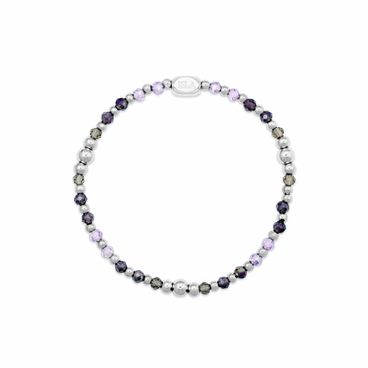 Isla Coastal Crystals Amalfi Stretch Bracelet - Violet Tides &amp; Silver