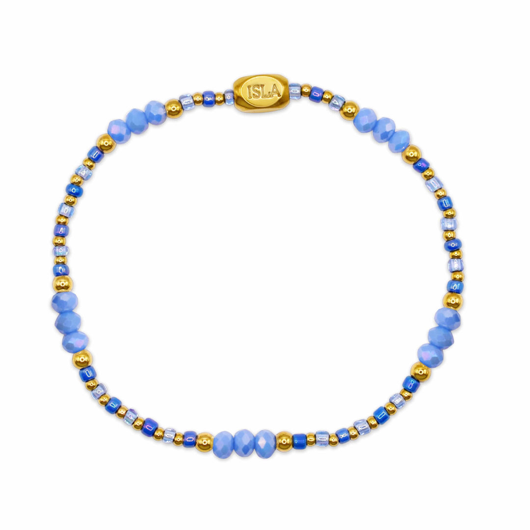 Isla Coastal Crystals Riviera Stretch Bracelet – Tidal Wave &amp; Gold, Waterproof, Tarnish-Free