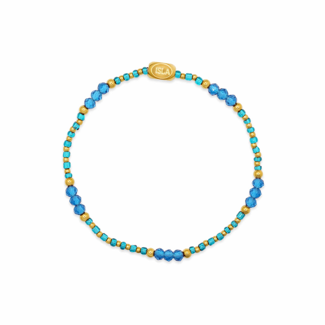 Isla Coastal Crystals Riviera Waterproof Stretch Bracelet - Turks Caicos &amp; Gold