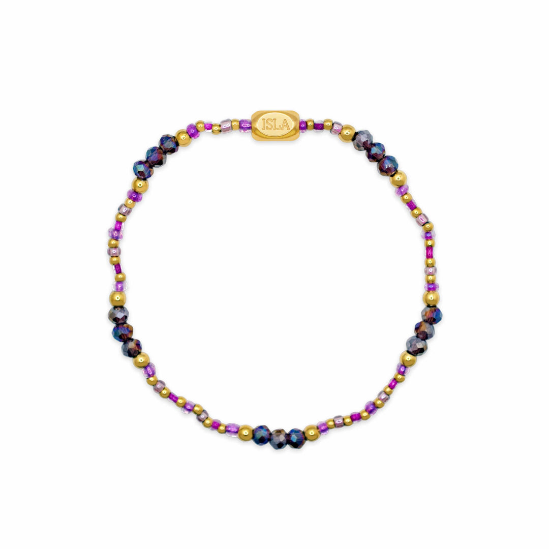 Isla Coastal Crystals Riviera Waterproof Stretch Bracelet - Violet Tides &amp; Gold