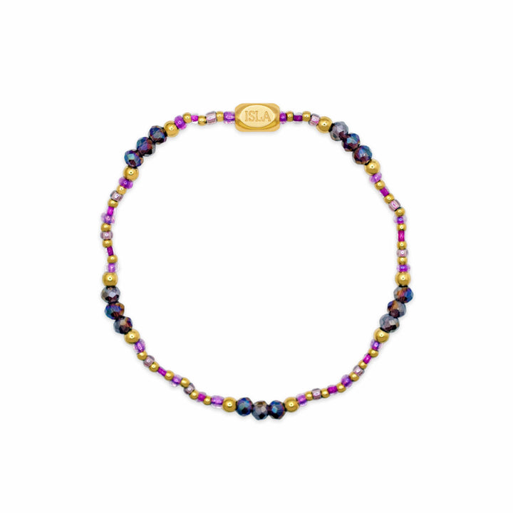 Isla Coastal Crystals Riviera Waterproof Stretch Bracelet - Violet Tides &amp; Gold
