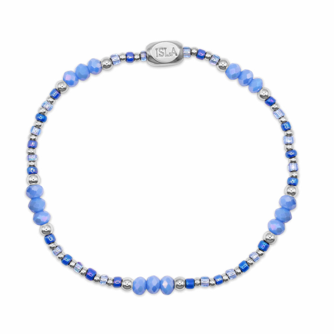 Isla Coastal Crystals Riviera Stretch Bracelet – Tidal Wave Crystal &amp; Silver, Waterproof, Tarnish-Free
