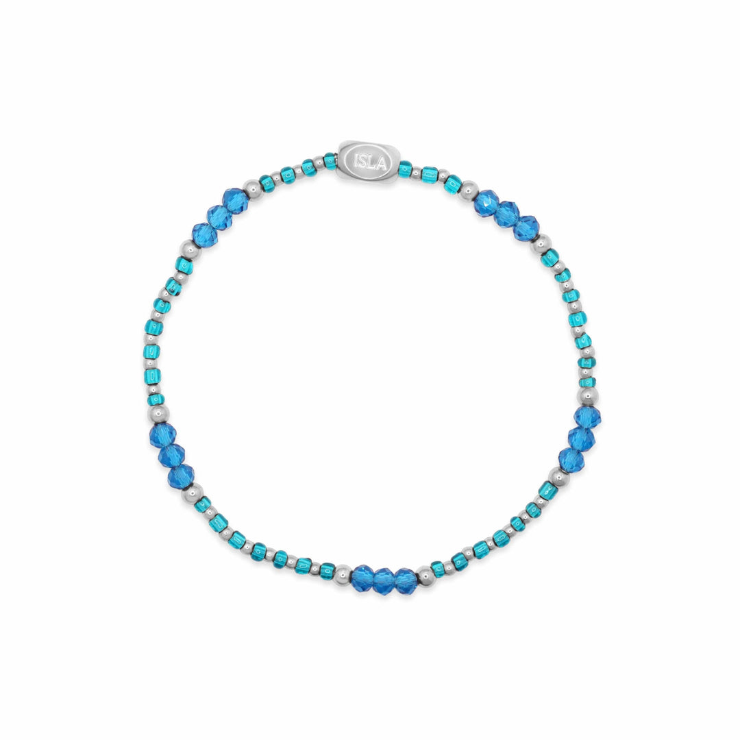 Isla Coastal Crystals Riviera Waterproof Stretch Bracelet -Turks Caicos &amp; Silver