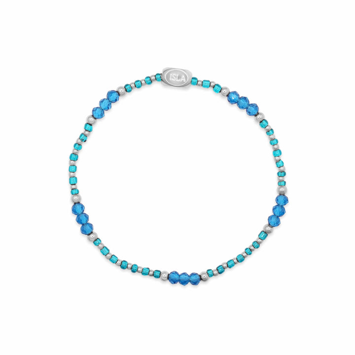 Isla Coastal Crystals Riviera Waterproof Stretch Bracelet -Turks Caicos &amp; Silver