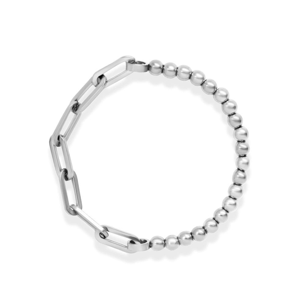 Isla Half & Half Waterproof Bracelet - Metal Ball Isla Half & Half Metal Ball Waterproof Stretch Bracelet Silver Bracelet