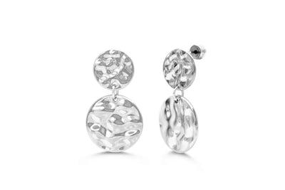 Isla Double Hammered Coin Silver Earrings