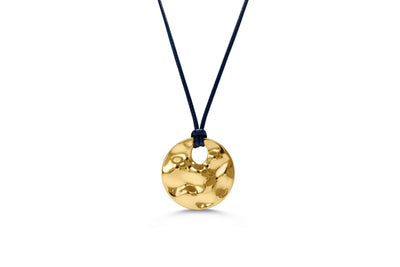 Isla Black Corded Hammered Coin Gold Necklace