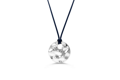Isla Black Corded Hammered Coin Silver Necklace