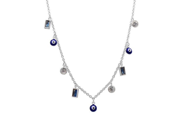Isla Anacapri Sapphire Eye Silver Necklace