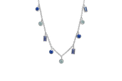 Waterproof Anacapri Necklace - Silver & Blue Mix