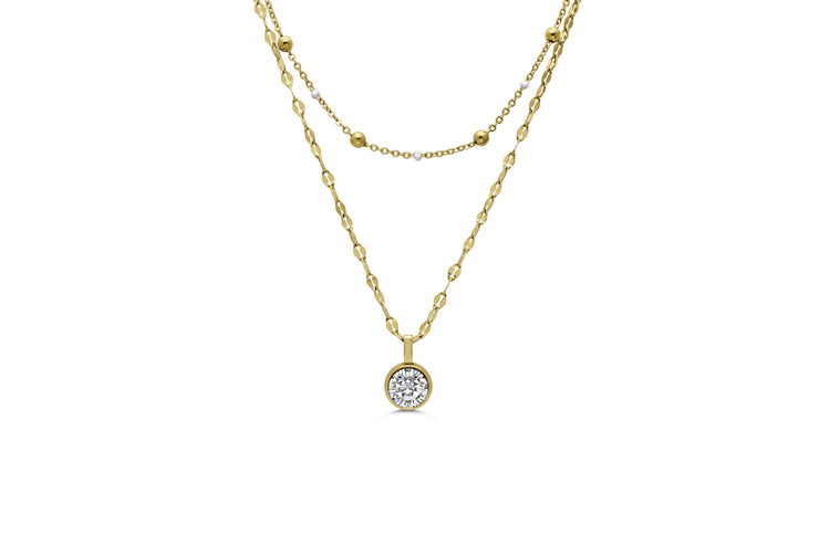 Isla Here's the Skinny Enamel Clear/White Gold Necklace