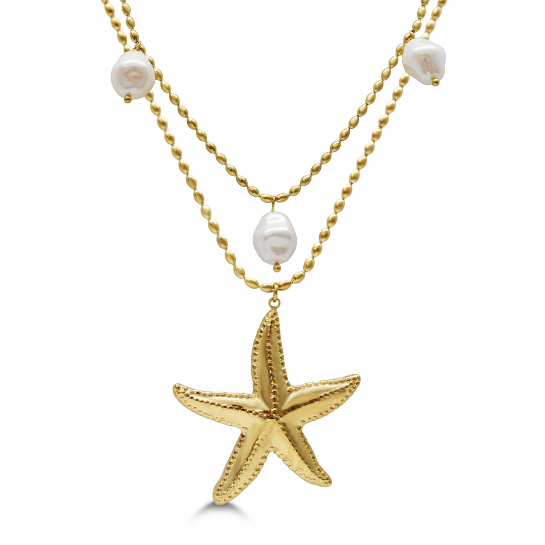Isla “It’s a Shore Thing” Star of the Sea Layered Necklace – Gold, Waterproof, Tarnish-Free