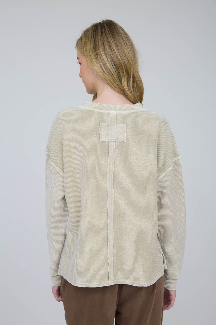 Cozy Pocket Rib Knit Top