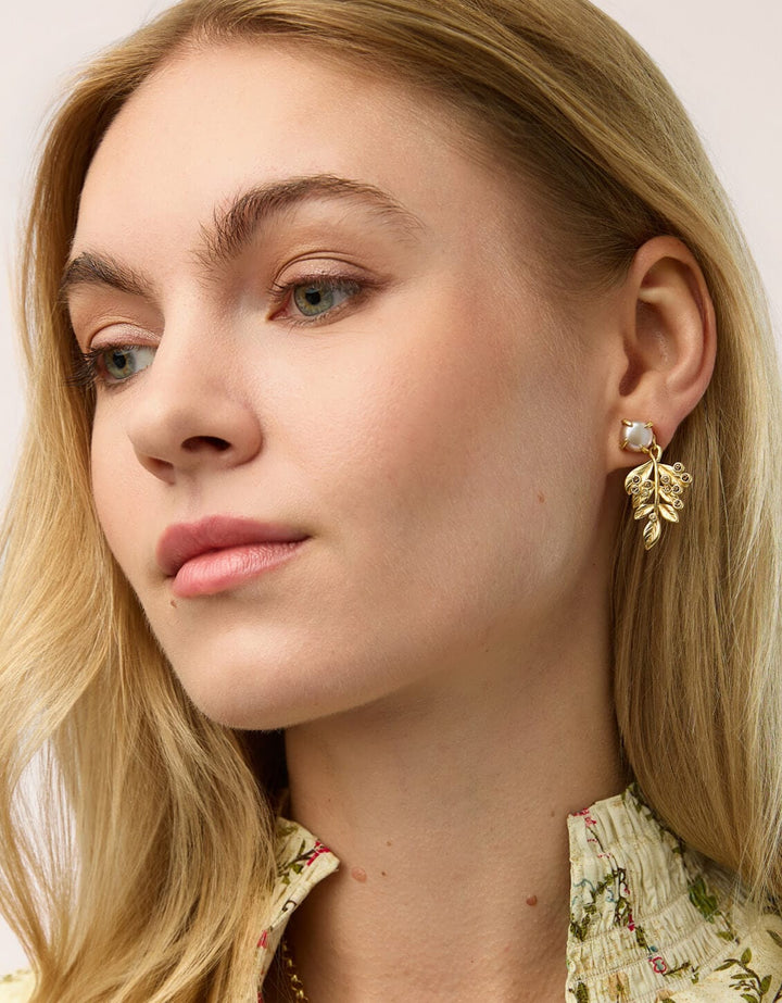 Spartina 449 Low Country Fall Bronze Earrings Spartina 449 Low Country Fall Earrings | Pearl Leaf Drop Gold Earrings