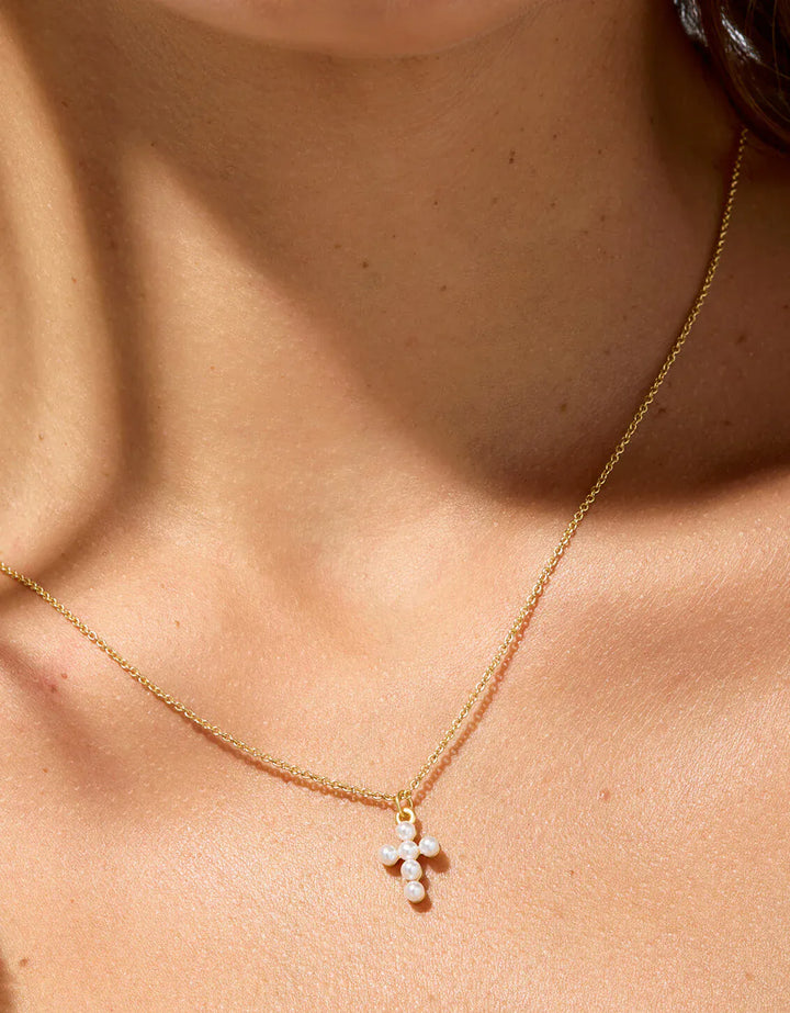 Spartina 449 Sea La Vie Faith/Pearl Cross Necklace