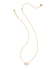Kendra Scott Elisa Lattice Framed Gold Pendant Necklace in Blush Ivory Mother of Pearl
