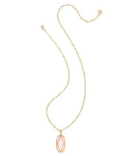 Kendra Scott Elle Lattice Framed Large Gold Pendant Necklace in Blush Ivory Mother of Pearl