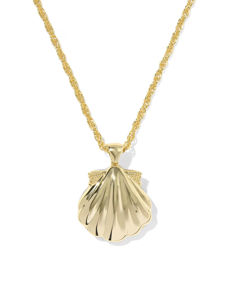 Kendra Scott Lucia Shell Gold Pendant Necklace in Iridescent Abalone Shell