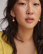 Kendra Scott Mallory Rose Gold Huggie Earrings in Blush Ivory Mother of Pearl