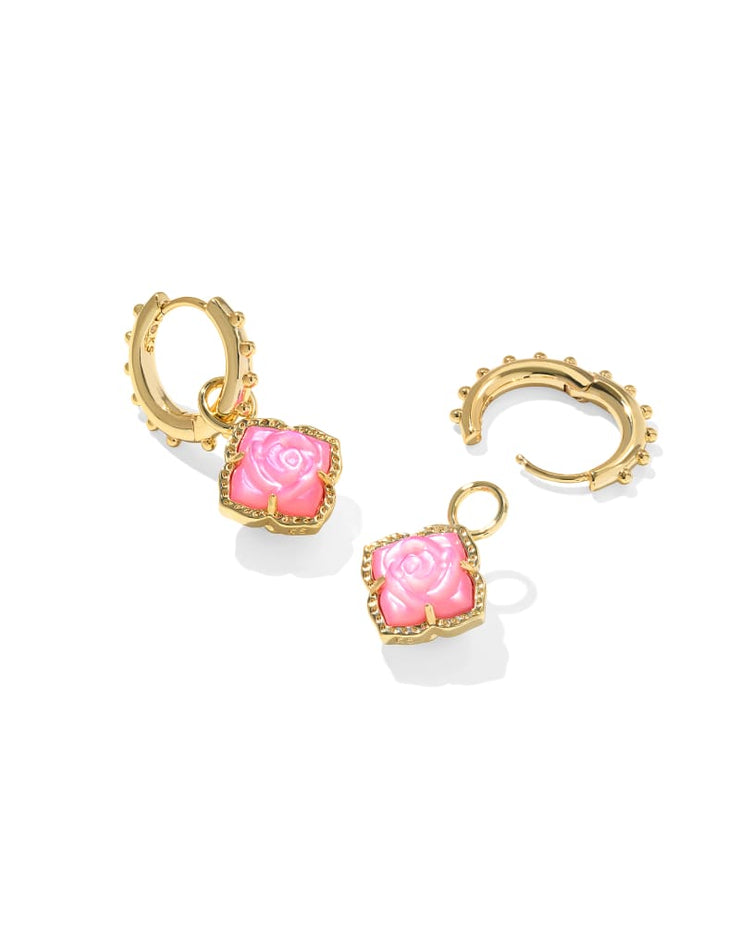 Kendra Scott Mallory Rose Gold Huggie Earrings in Blush Ivory Mother of Pearl