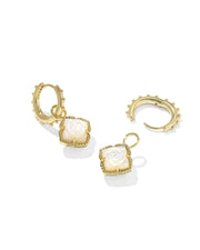 Kendra Scott Mallory Rose Gold Huggie Earrings in Ivory Mother of Pearl