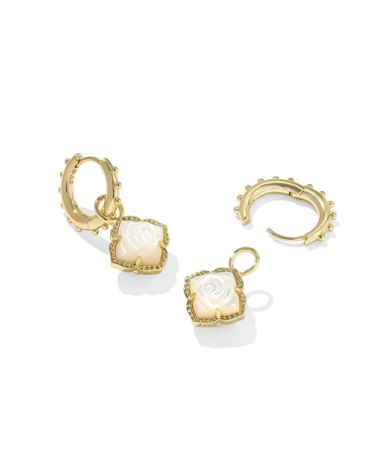 Kendra Scott Mallory Rose Gold Huggie Earrings in Ivory Mother of Pearl