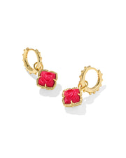 Kendra Scott Mallory Rose Gold Huggie Earrings in Red Mother of Pearl